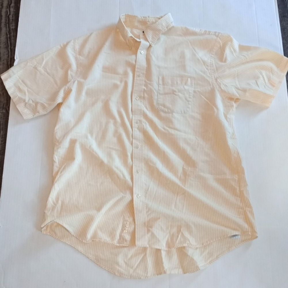 XL - 17 1/2 Neck - Lands' End Yellow & White Striped Button Down Shirt